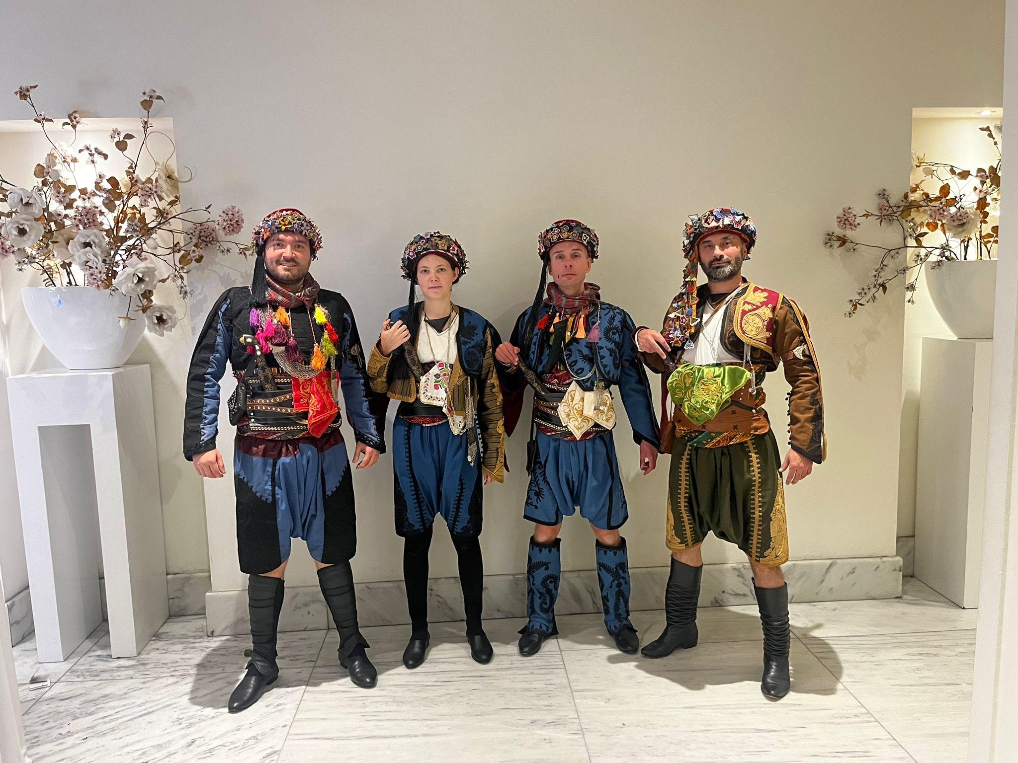 Zeybek performers in traditional costume